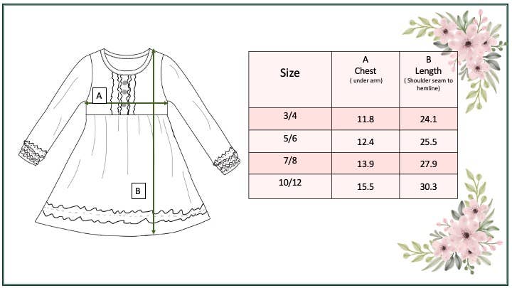 GIRLS LONG SLEEVE RUFFLE BUTTON DRESS