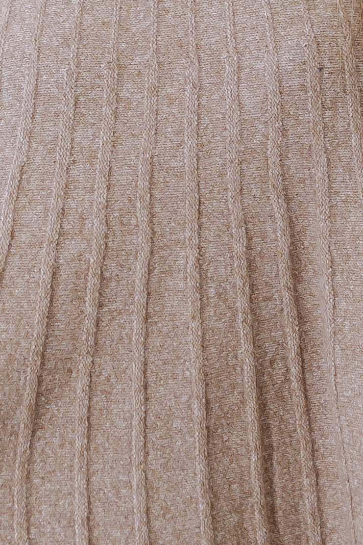 Oatmeal Ribbed Knit Two-Piece Set -- Skirt
