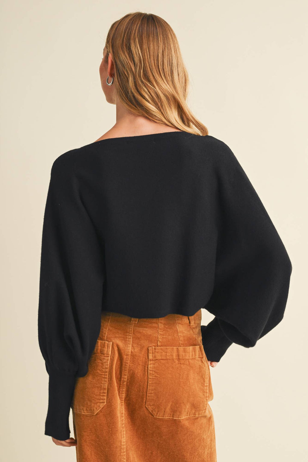 Bateau Neck Dolman Sleeve Pullover: CREAM / S