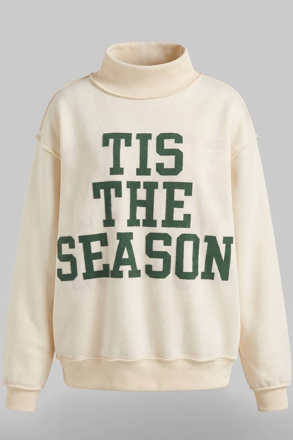 IT2594-HOLLYJOLLY | Reversible Mock-Neck Sweatshirt: Cream / S/M-L/XL (3-3)