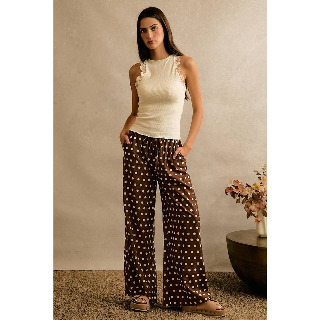 LACE RIBBED SLEEVELESS HALTER TOP: IVORY / S