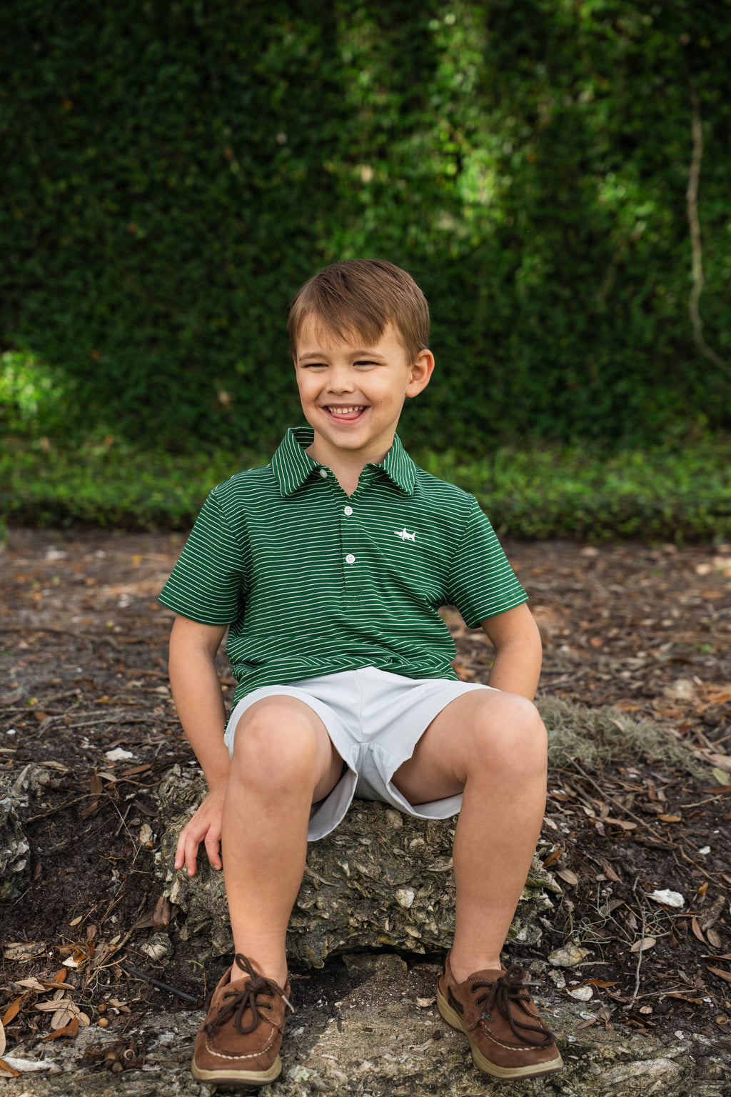 Banks Polo Green/White Stripe