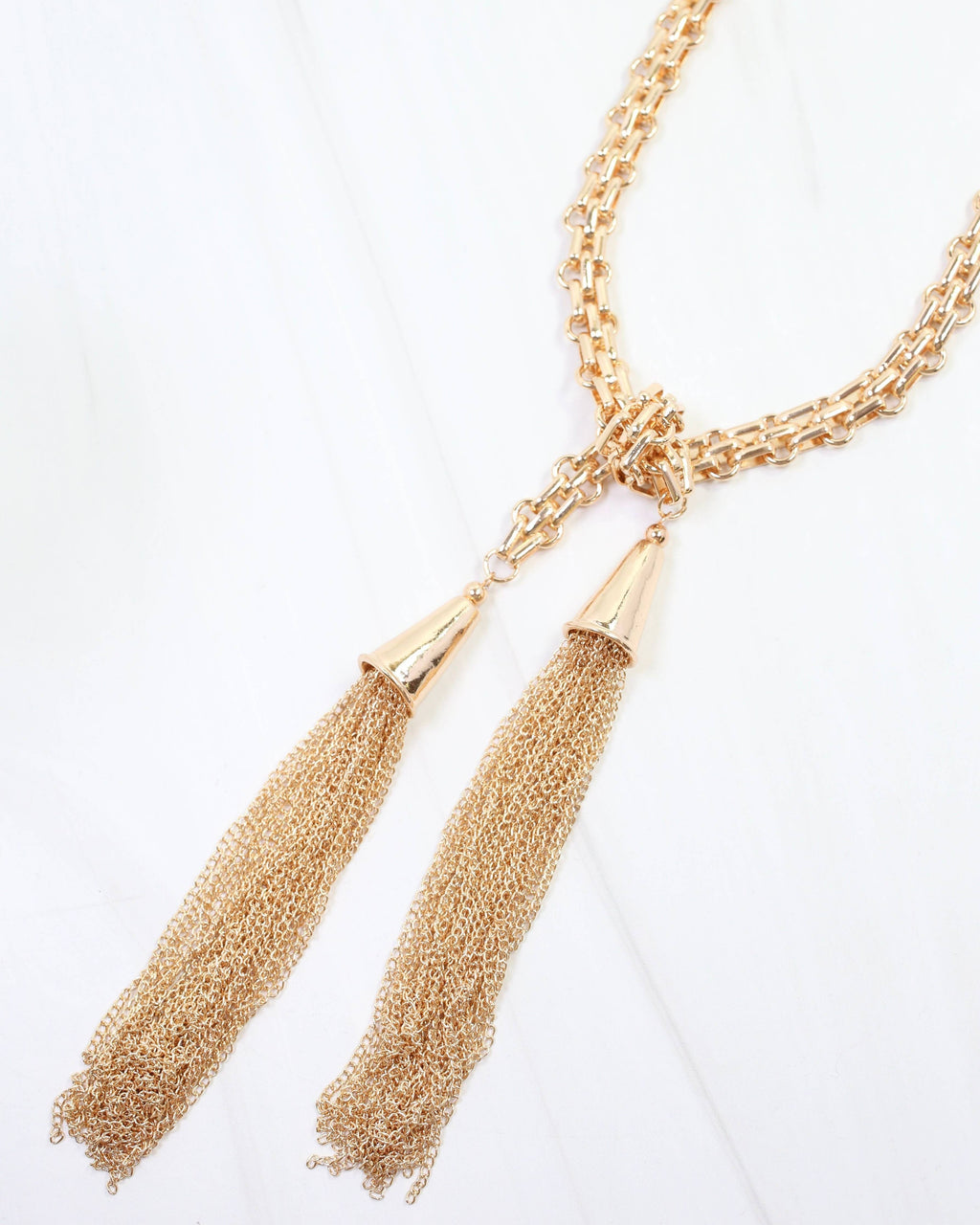 Marely Long Tassel Chain Necklace Gold: Default