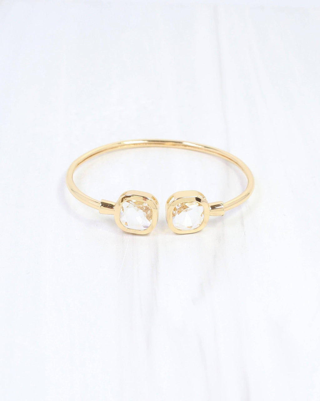 Kira Square Crystal Cuff Bracelet Clear: Default