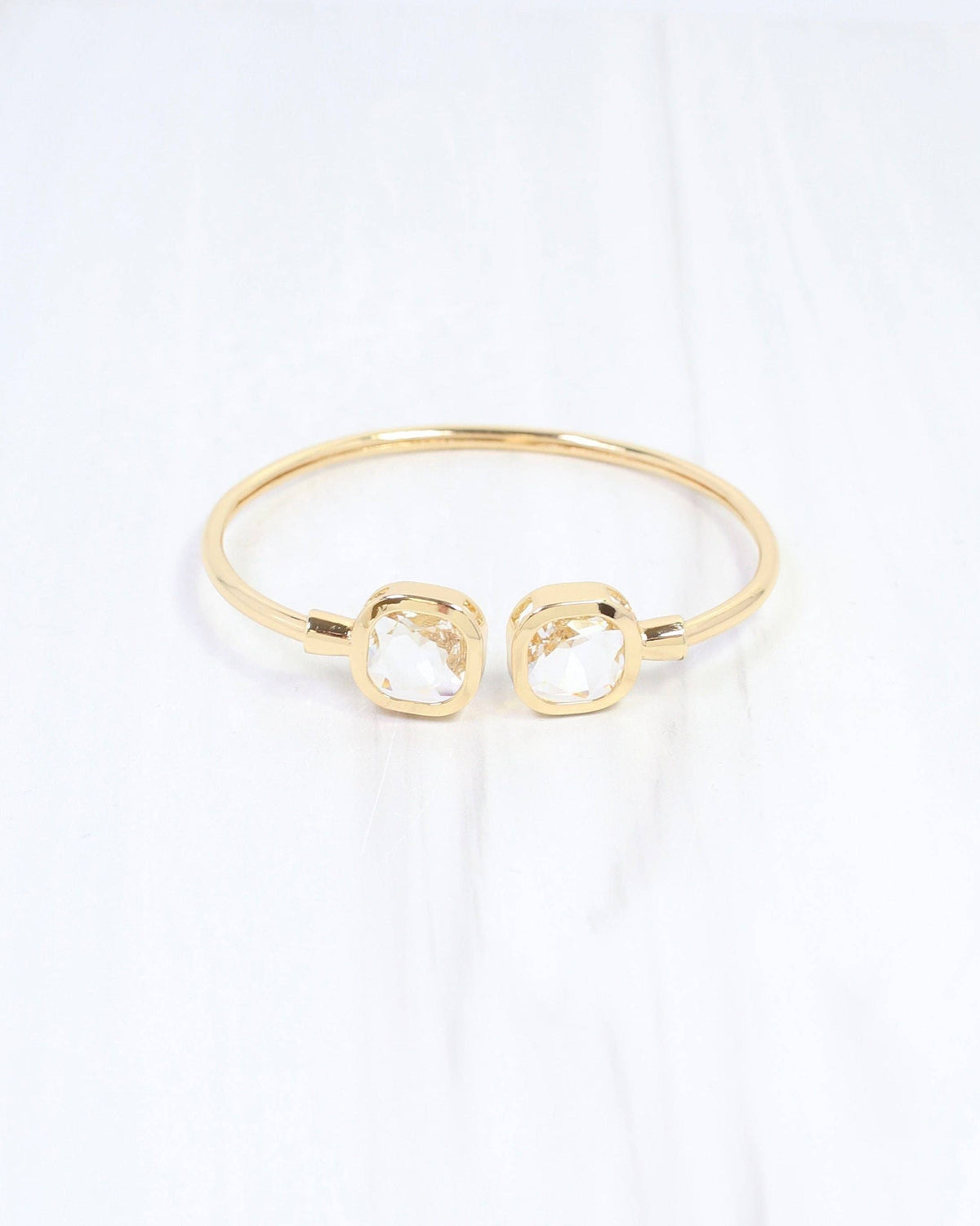 Kira Square Crystal Cuff Bracelet Clear: Default