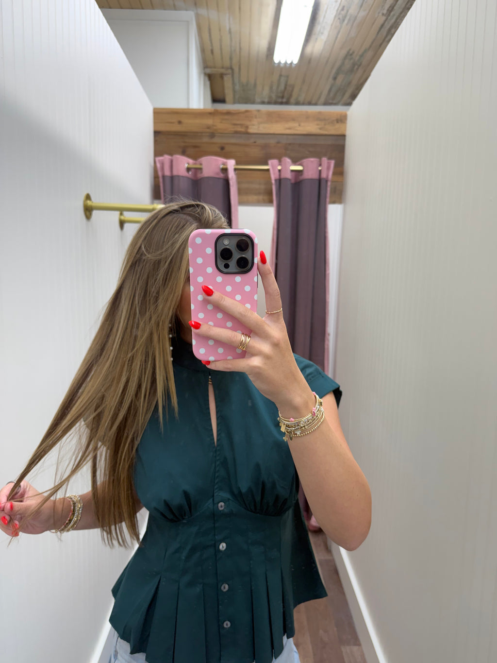 Pleated Key Hole Top