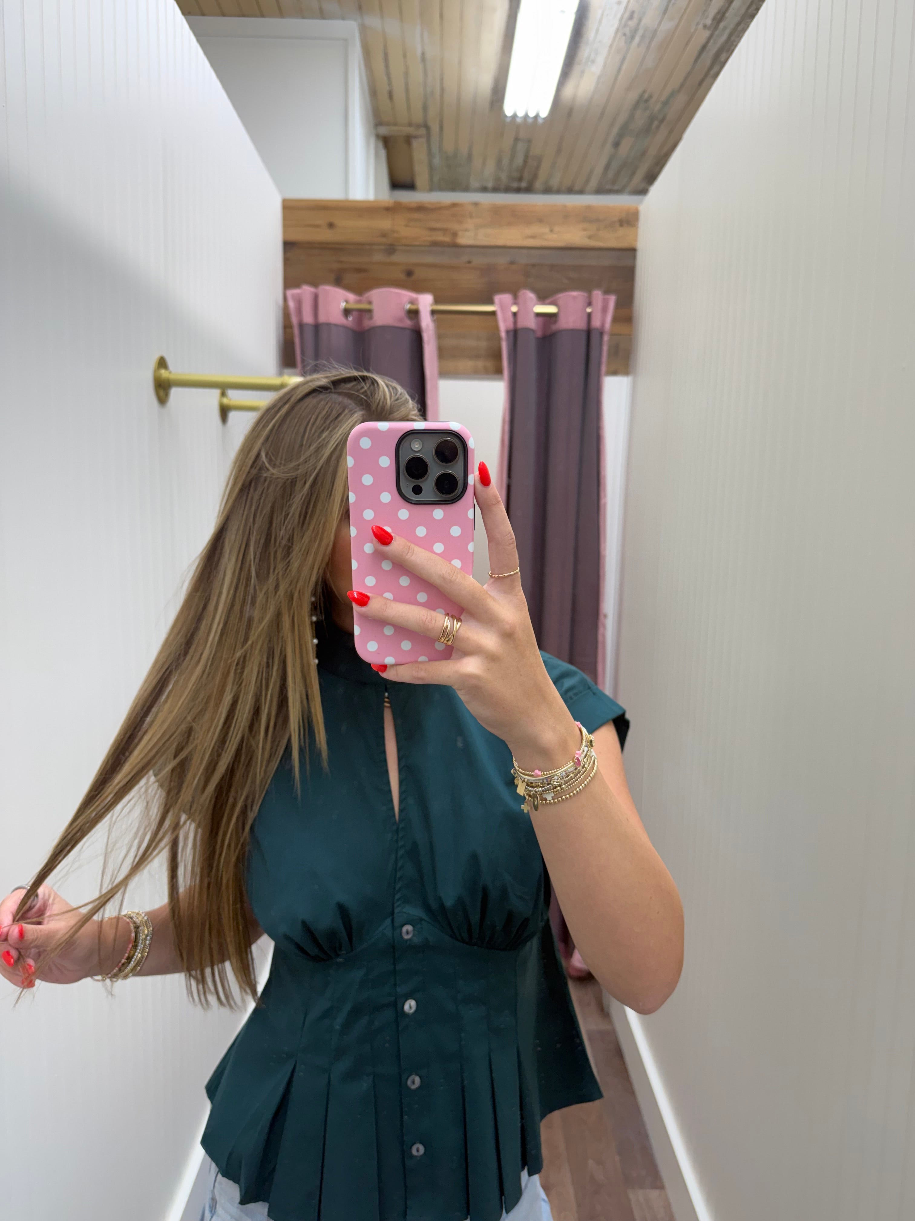 Pleated Key Hole Top