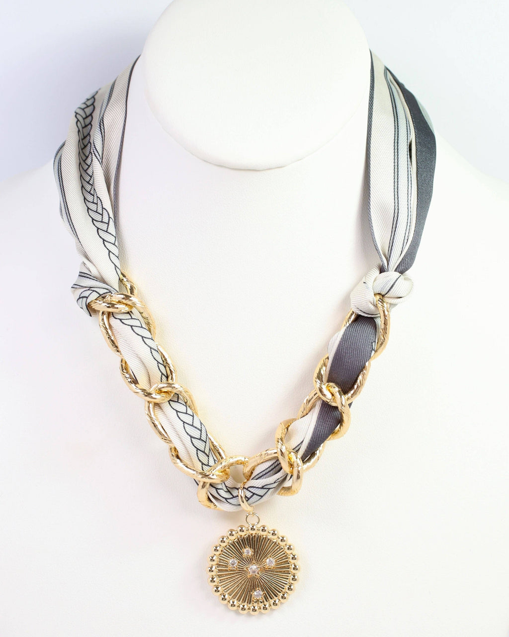 Sarah Scarf Charm Necklace Steel Gray: Default