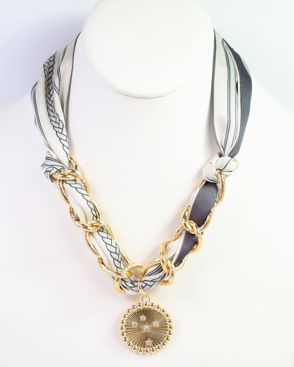 Sarah Scarf Charm Necklace Steel Gray: Default