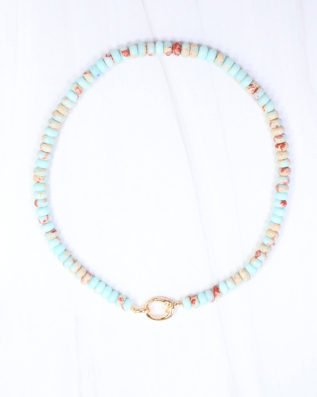 Gisela Stone Beaded Oval Clasp Necklace Multi: Default