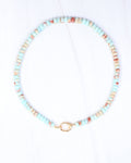 Gisela Stone Beaded Oval Clasp Necklace Multi: Default