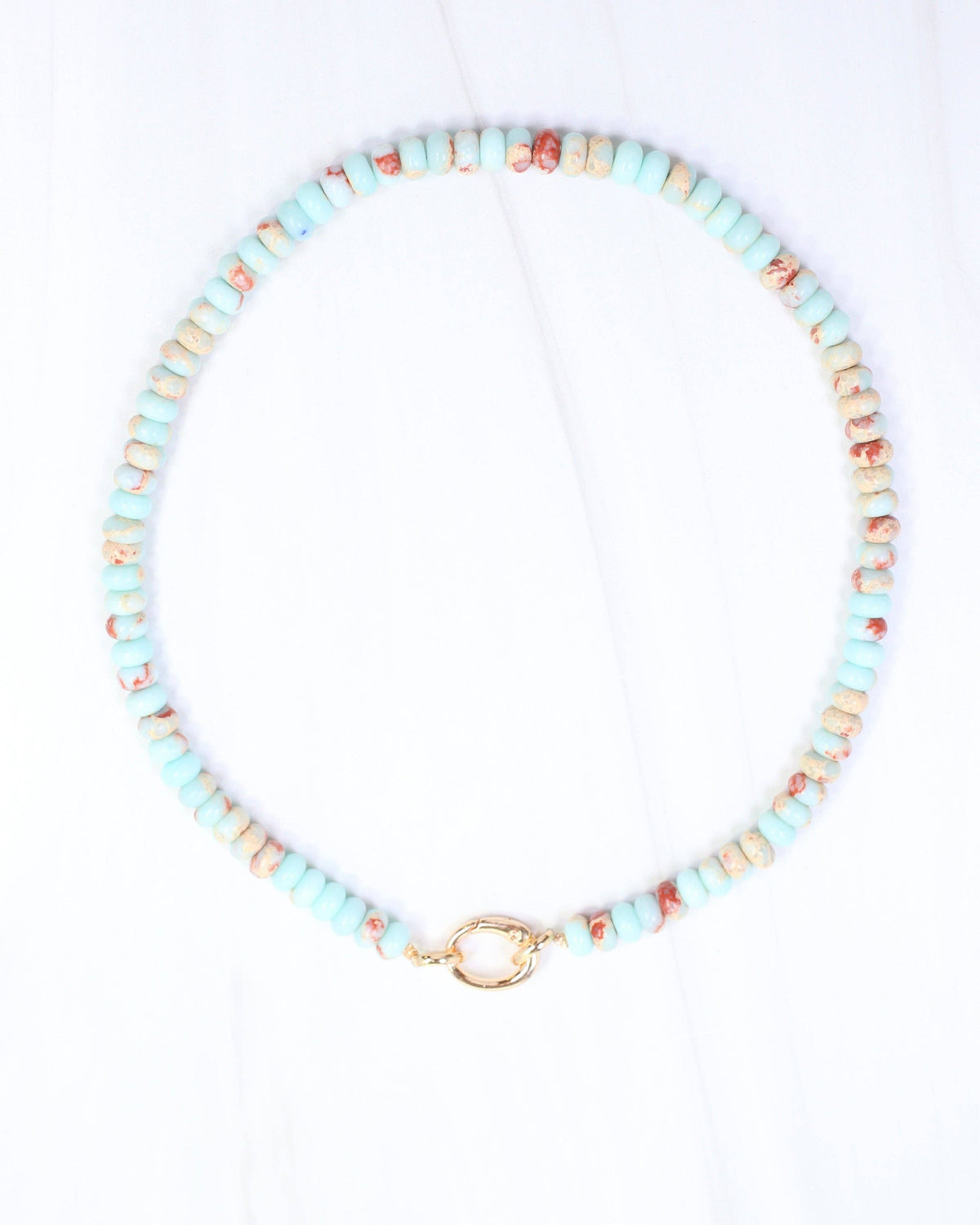 Gisela Stone Beaded Oval Clasp Necklace Multi: Default