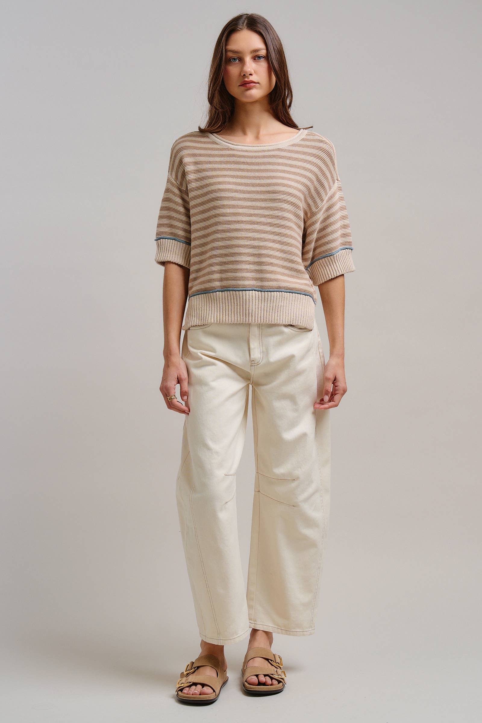 Ecru White Wide Leg Barrel Jeans