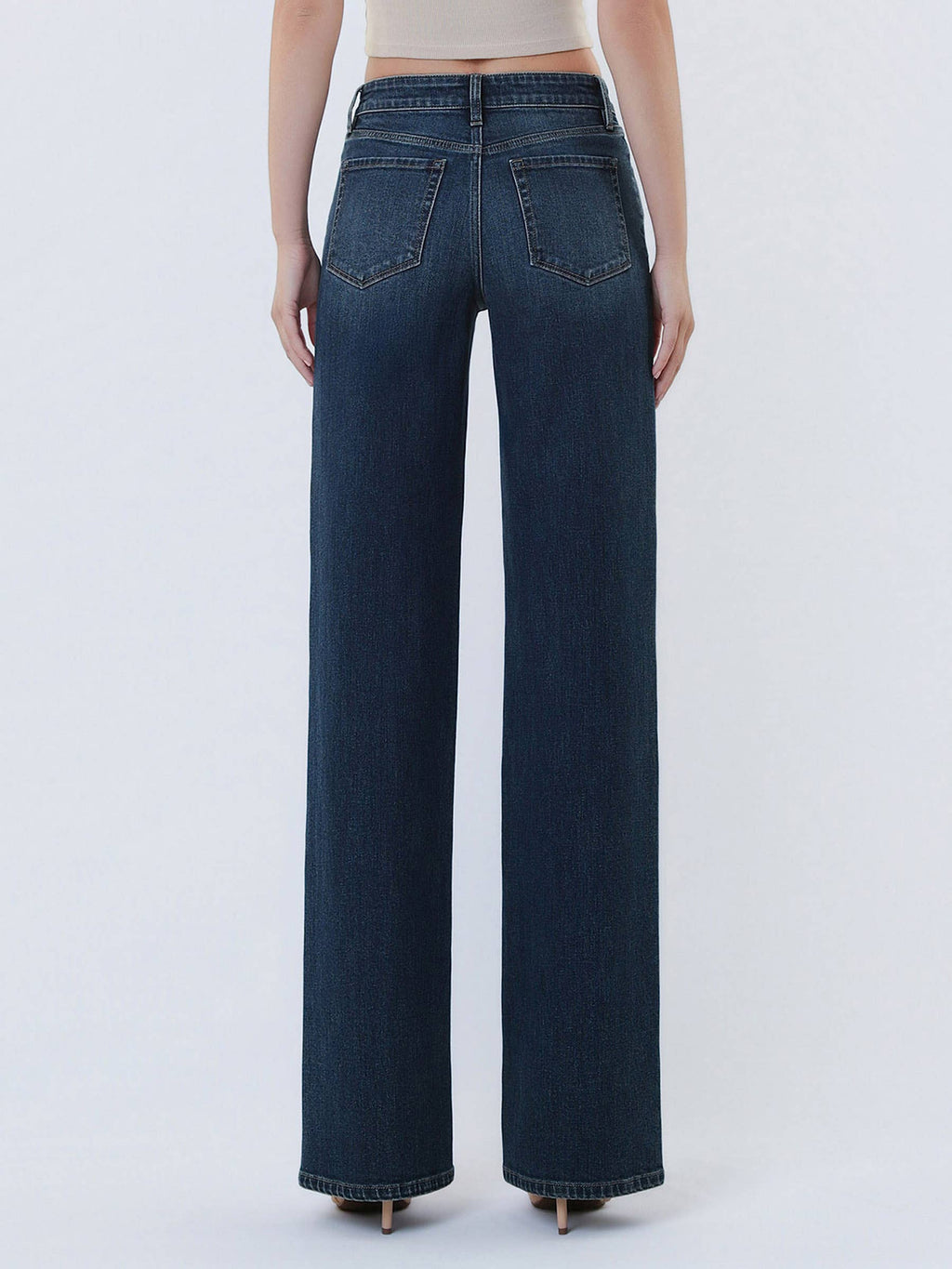 Flying Monkey - MID RISE FULL LENGTH DARK WASH WIDE LEG JEANS