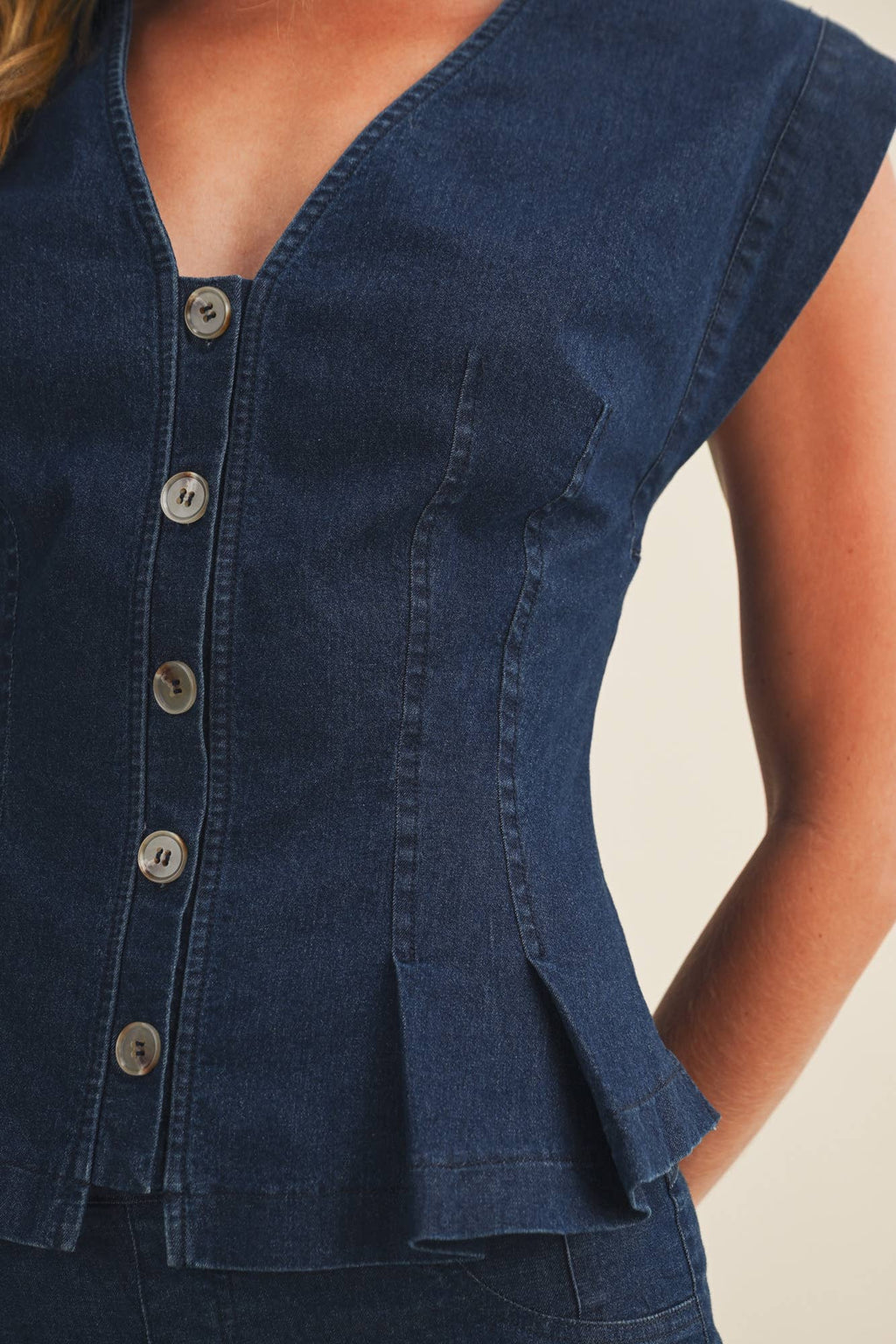 Sculpted Corset-Seam Peplum Top