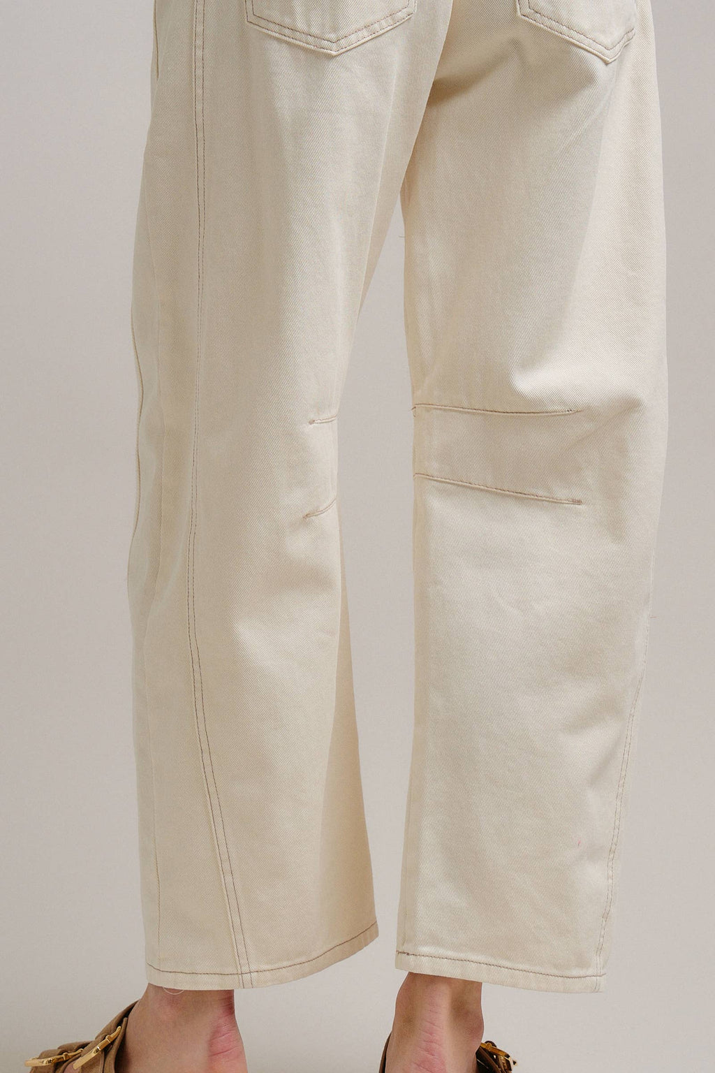 Ecru White Wide Leg Barrel Jeans