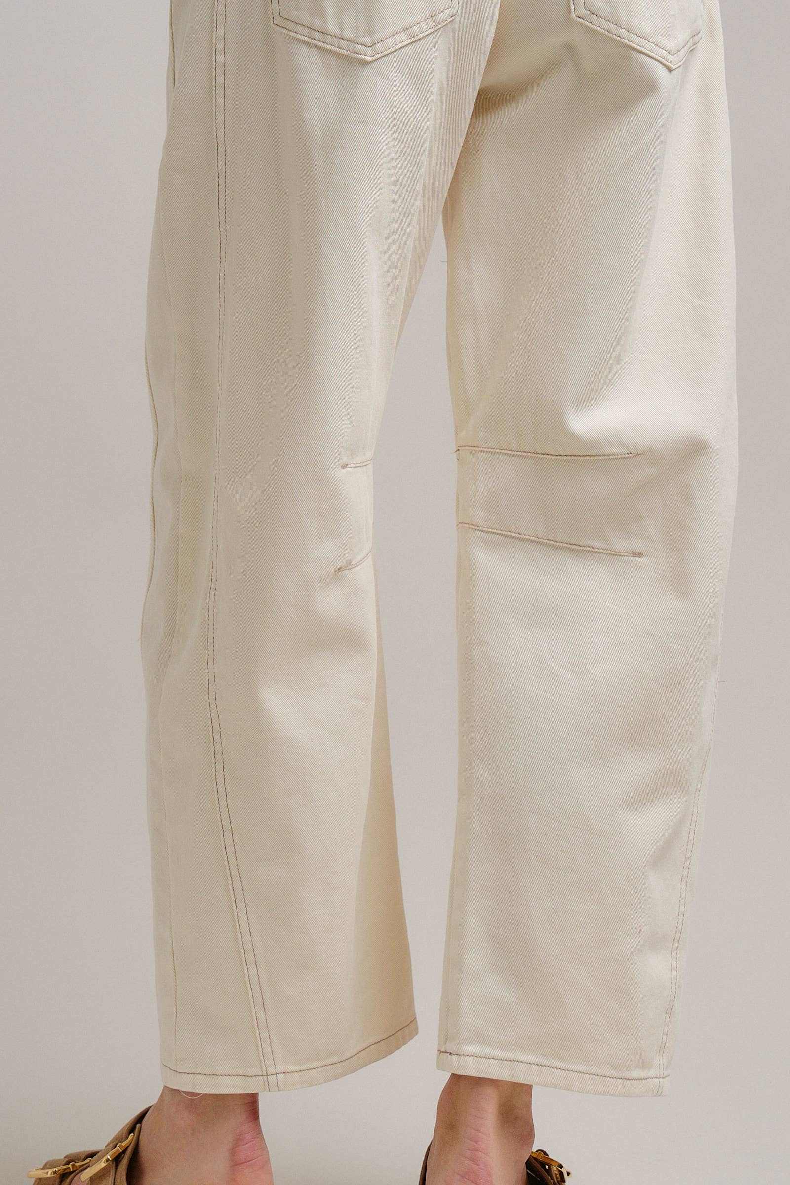 Ecru White Wide Leg Barrel Jeans
