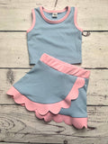 Kids Girls Sky Blue Active Scallop Set