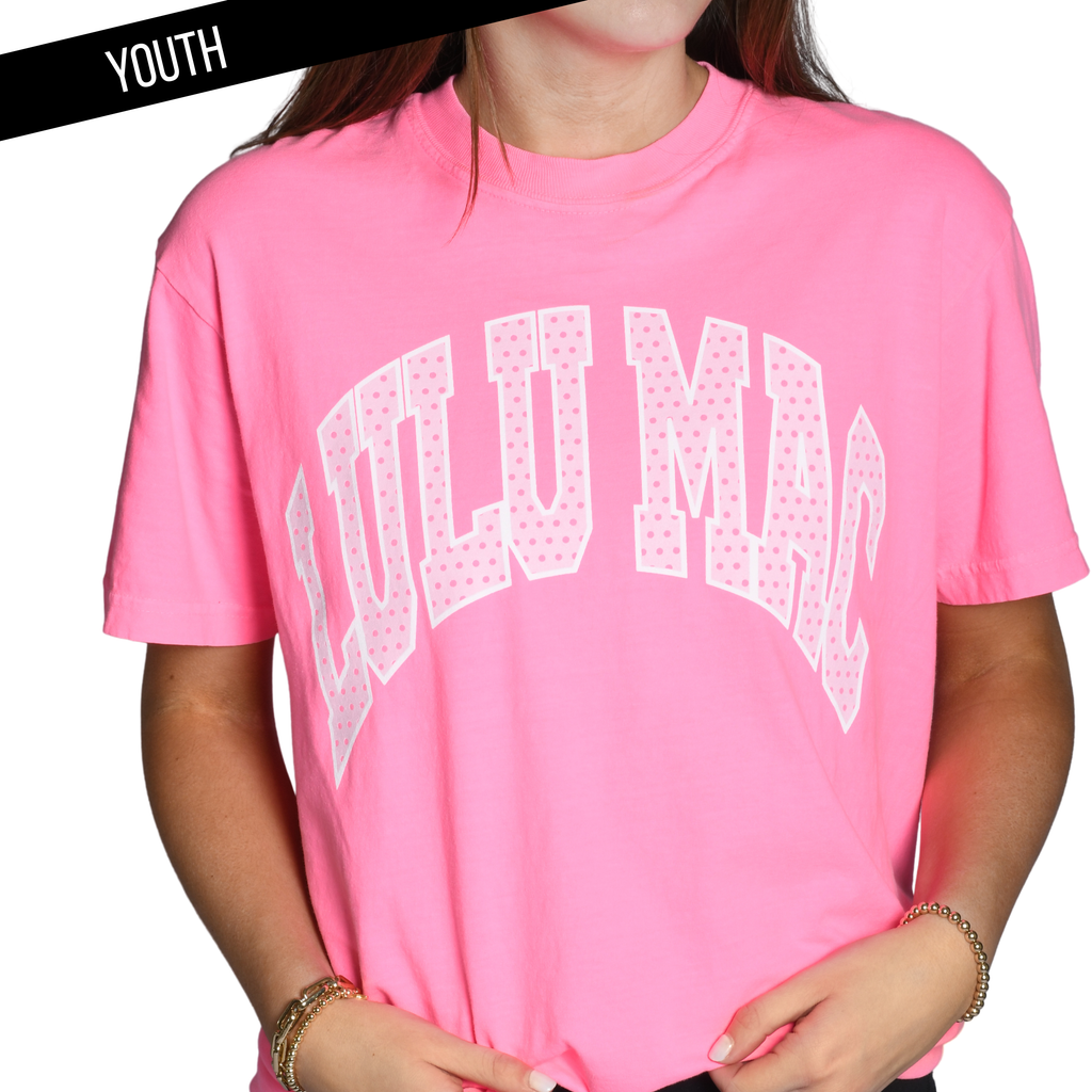 Dot Neon Pink Youth Comfort Colors Tee