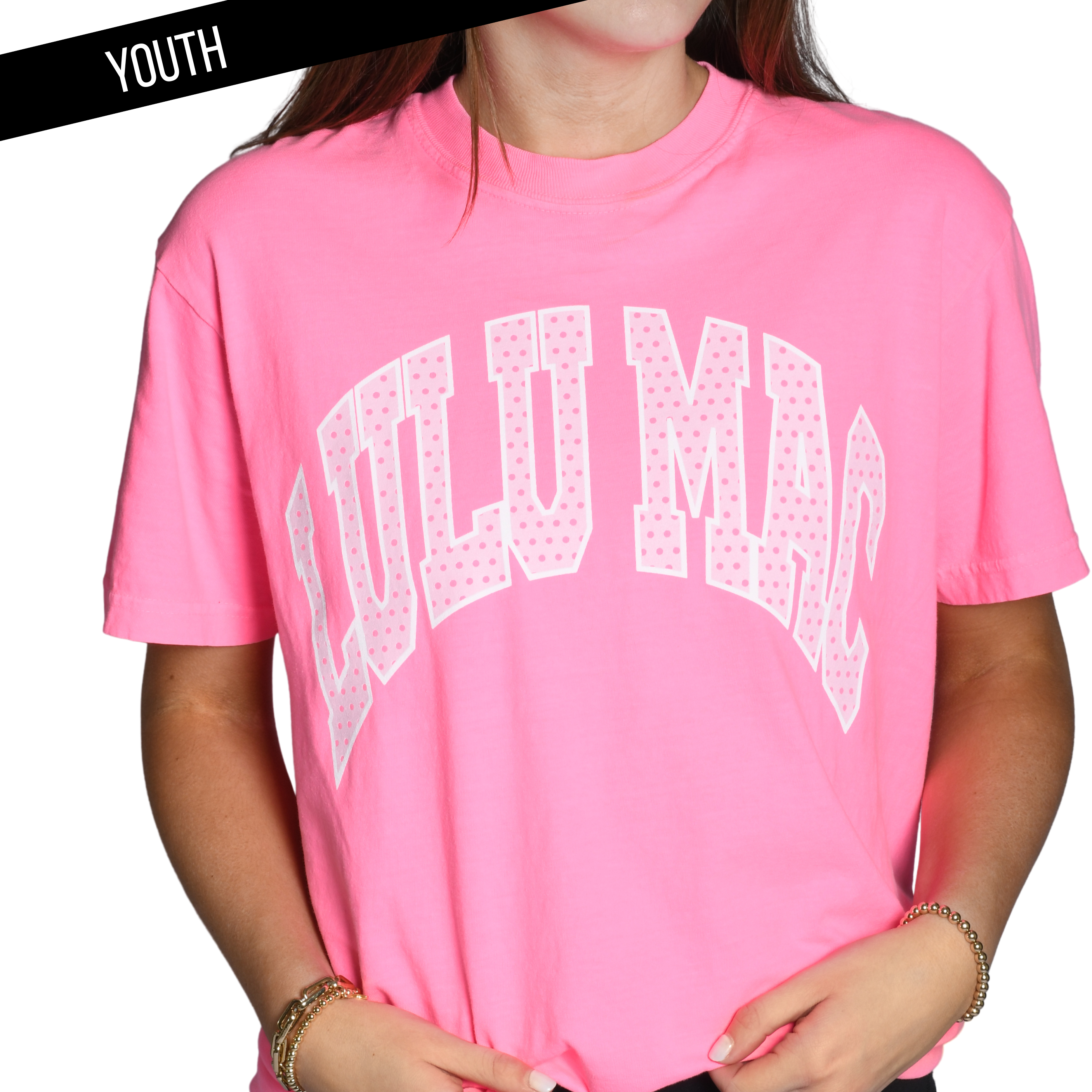 Dot Neon Pink Youth Comfort Colors Tee