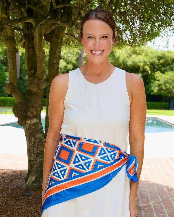 Barrett Tile Scarf Large Blue Orange: Default