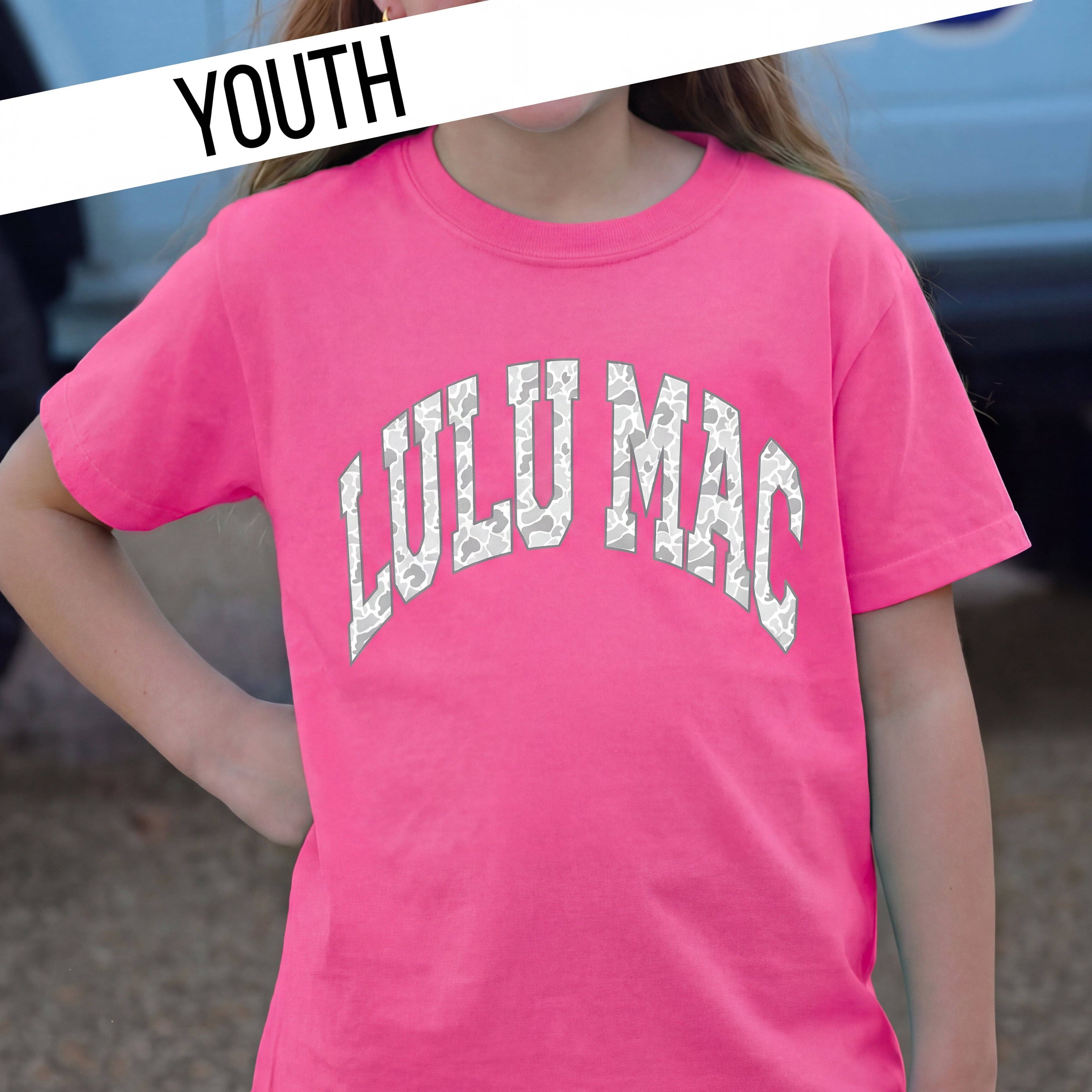 Camo Neon Pink Youth Comfort Colors Tee