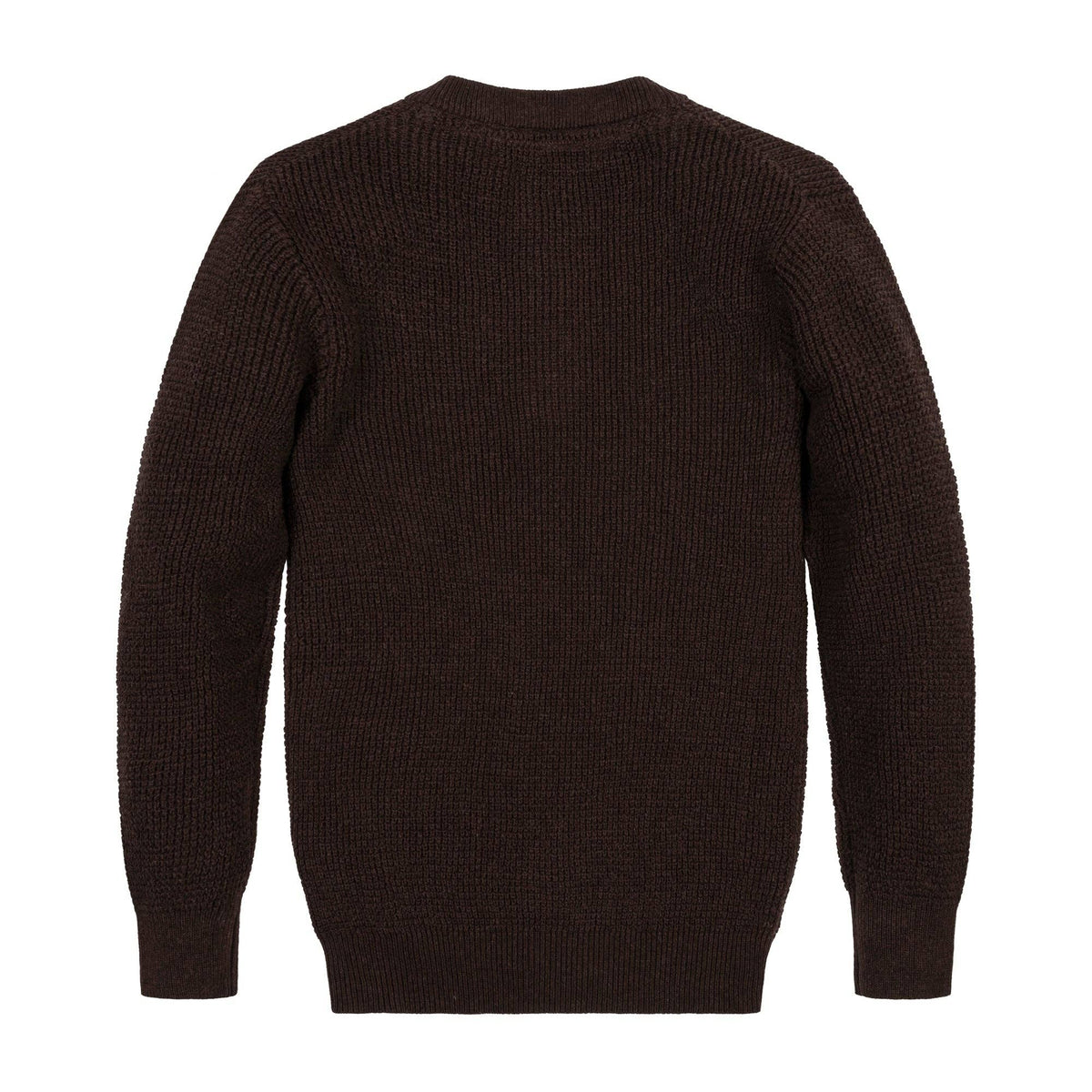 Organic Sweater Henley with Elbow Patches: Chocolate Heather / M (10/12)