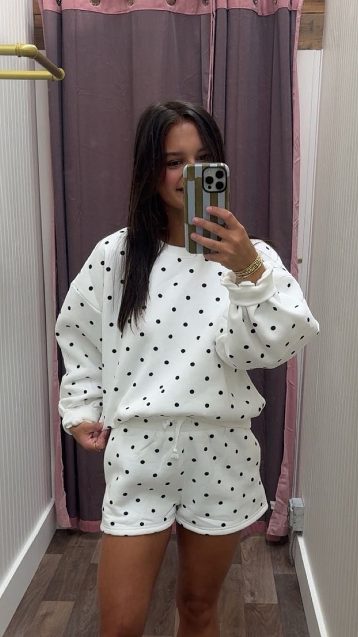 Polka Dot Lounge Set - Sweathshirt