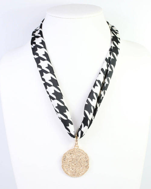 Carlton Houndstooth Skinny Scarf Black White