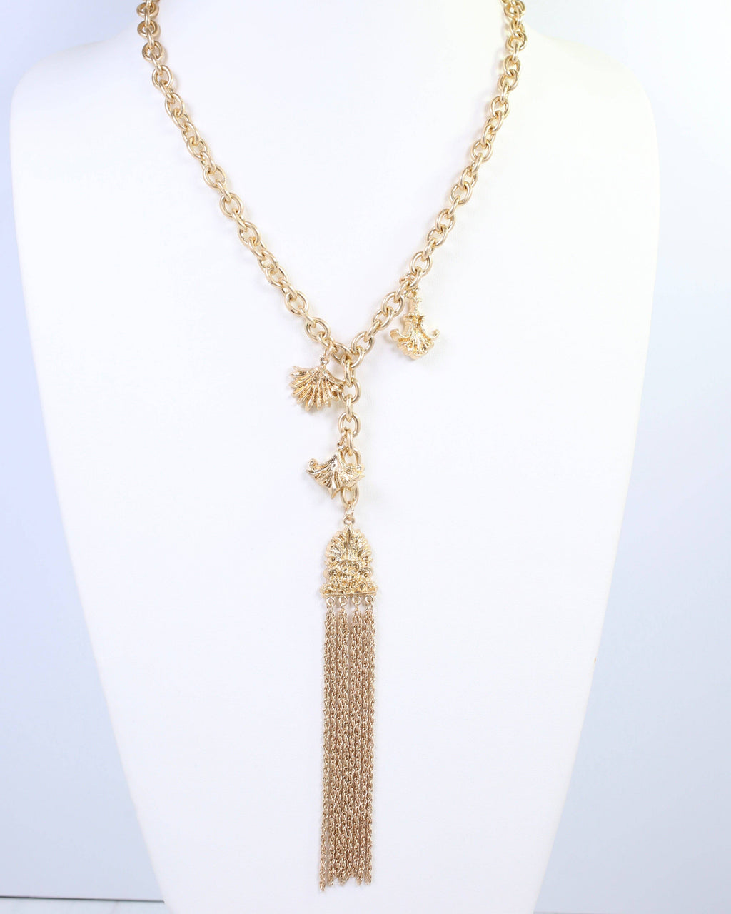 Aeris Vintage Long Y Necklace Worn Gold: Default