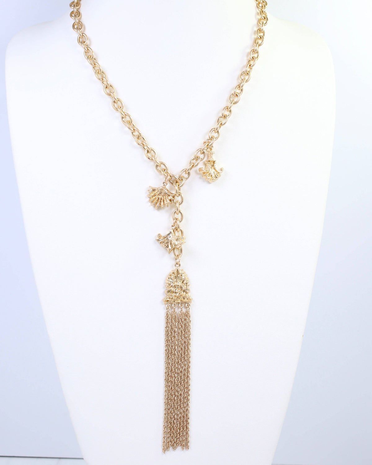 Aeris Vintage Long Y Necklace Worn Gold: Default