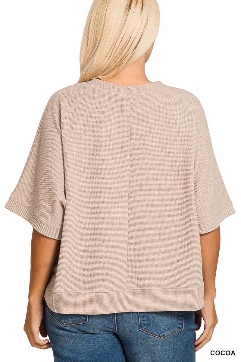 Plus Double Knit Banded Bottom Short Sleeve Top