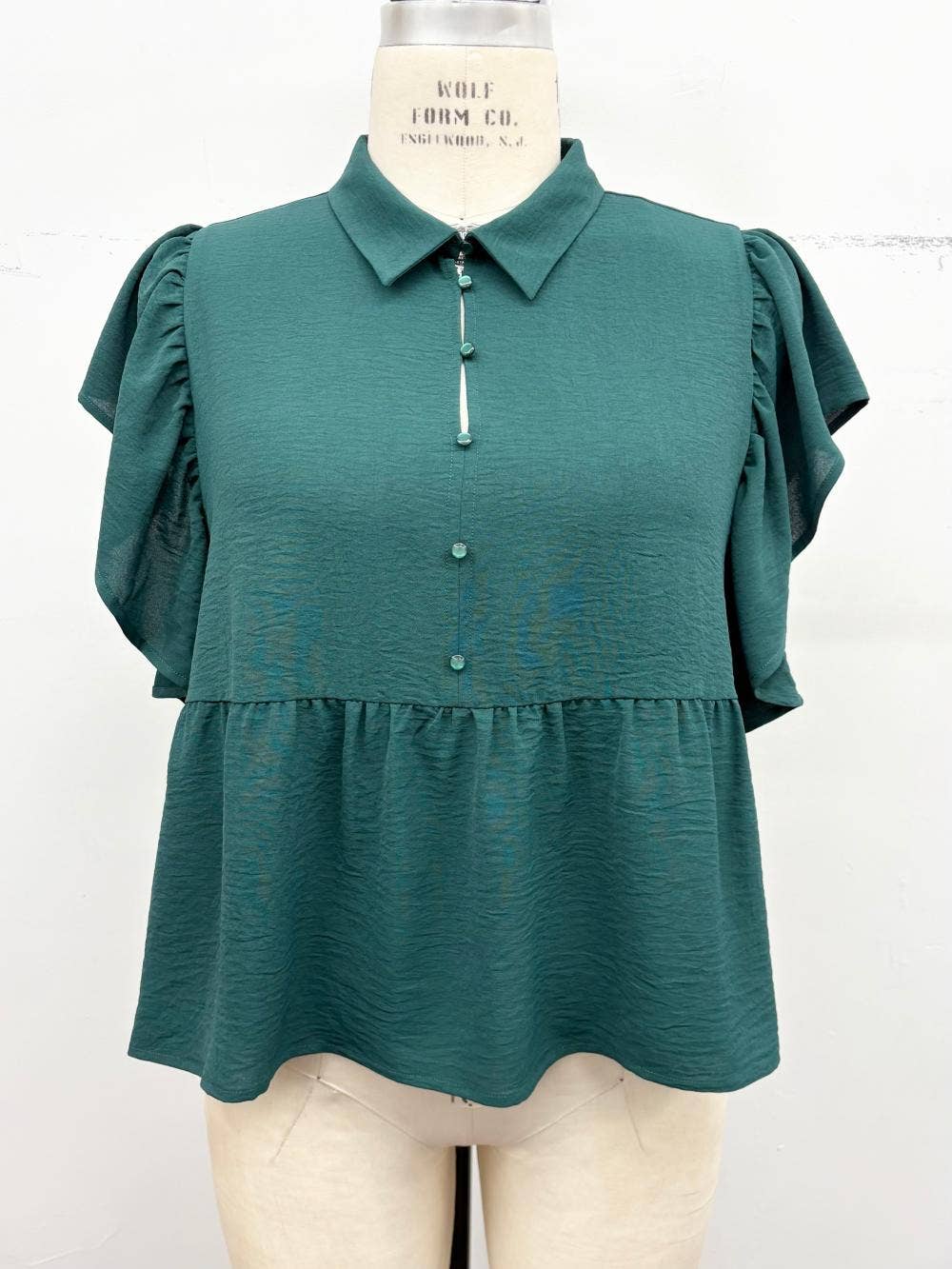 Plus Size Airflow Ruffle Sleeve Babydoll Top