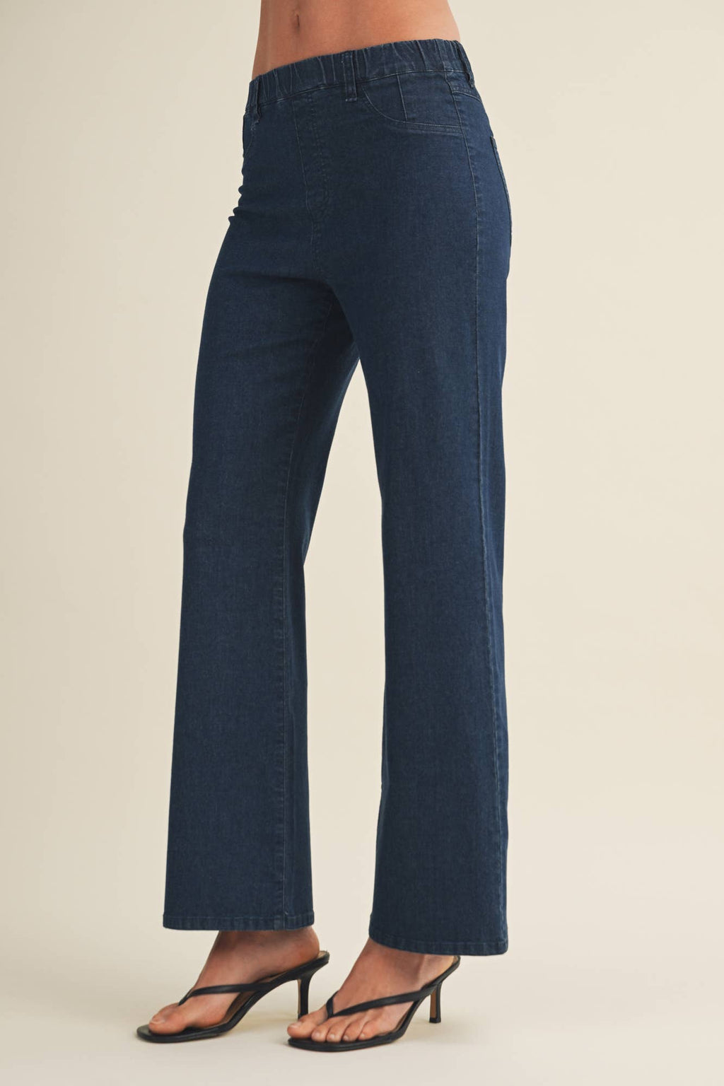 Shirred Contour Flare Leg Pants