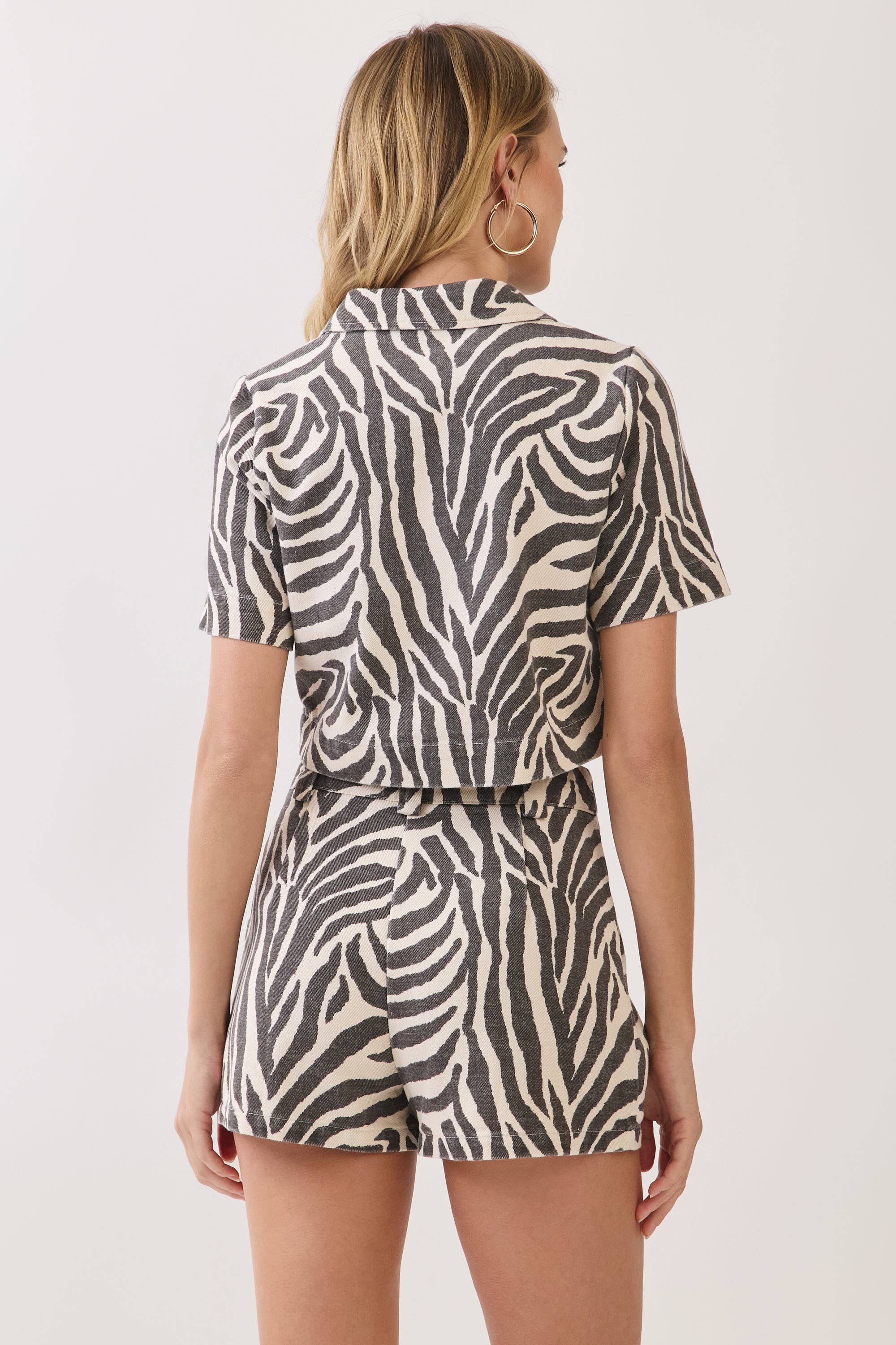 Zebra Print Cropped Shirt