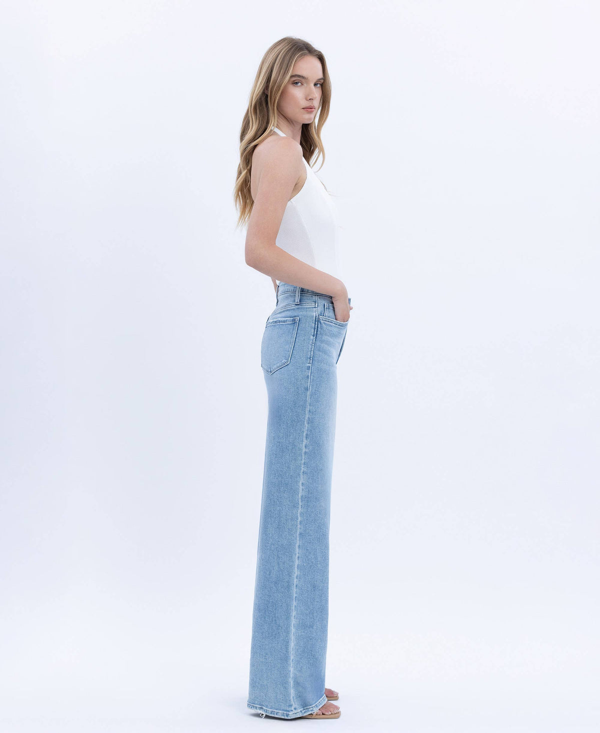 Flying Monkey HIGH RISE FULL LENGTH LIGHT WASH WIDE JEANS