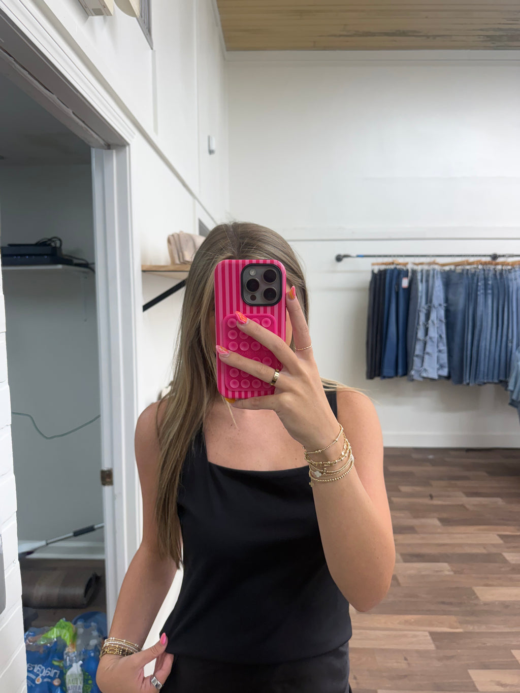Square Neck Black Tank