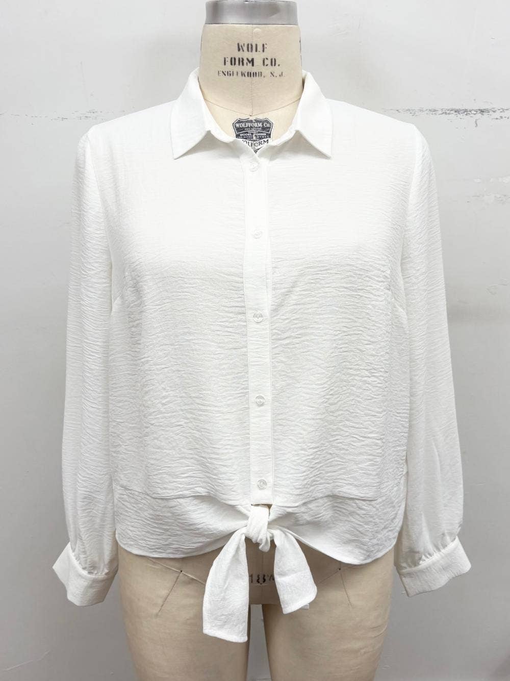 Plus Size Airflow Tie-Front Button Shirt