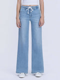 HIGH RISE ELASTIC WB WITH DRAWSTRING WIDE LEG JEANS