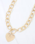 Emi Hammered Heart Charm Toggle Necklace Worn Gold: Default