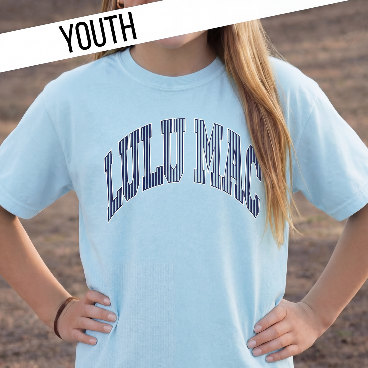 Lulu Mac Youth Stripe Chambray Comfort Colors Tee
