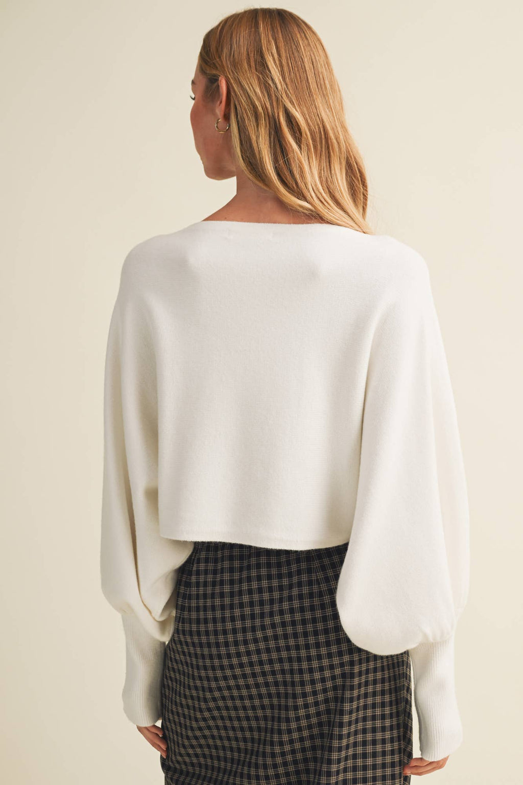Bateau Neck Dolman Sleeve Pullover: CREAM / M