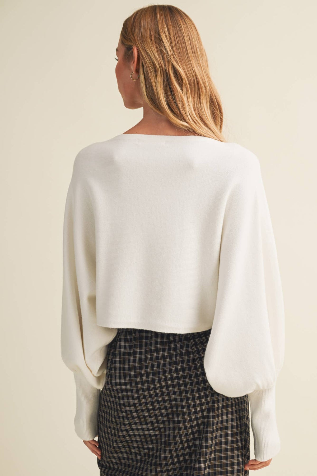 Bateau Neck Dolman Sleeve Pullover: CREAM / M