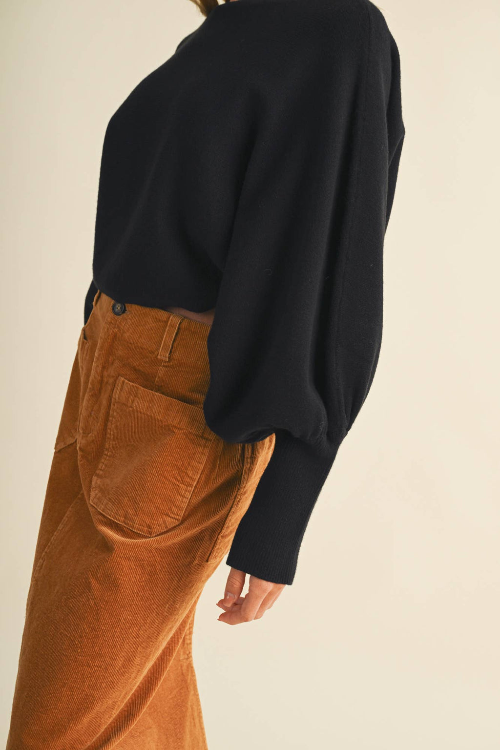 Bateau Neck Dolman Sleeve Pullover: CREAM / L