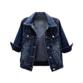 Women's Trucker Denim Jacket, Short, 3/4 Sleeve, Dark Denim