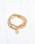 Gloria Beaded Cross Bracelet Set Gold: Default