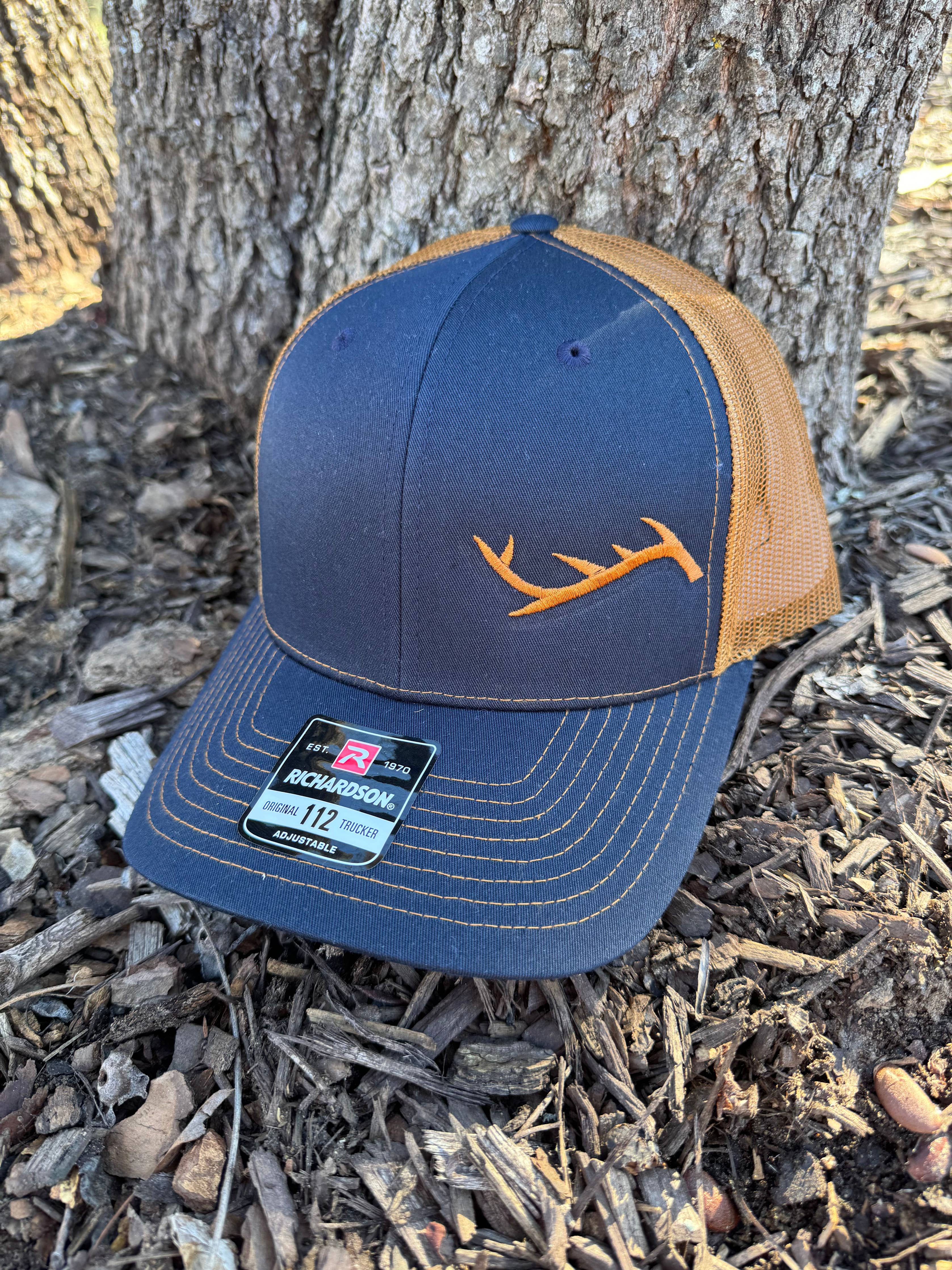 Antler Trucker Hat: Khaki/Coffee