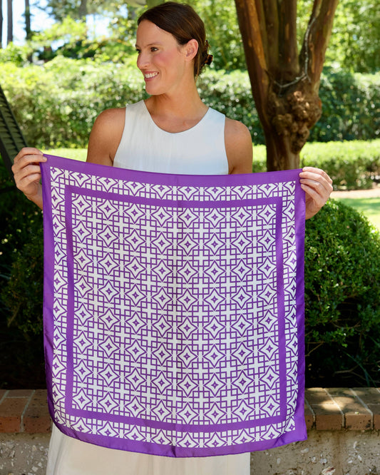 Caroline Hill Langston Geometric Scarf Medium Purple White
