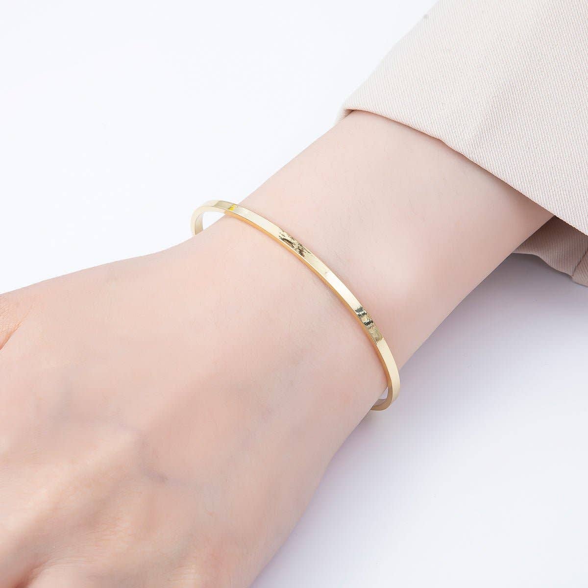 16K Gold Filled Minimalist Thin Half Cuff Bracelet Finding for Bangle Supply| WA-04451