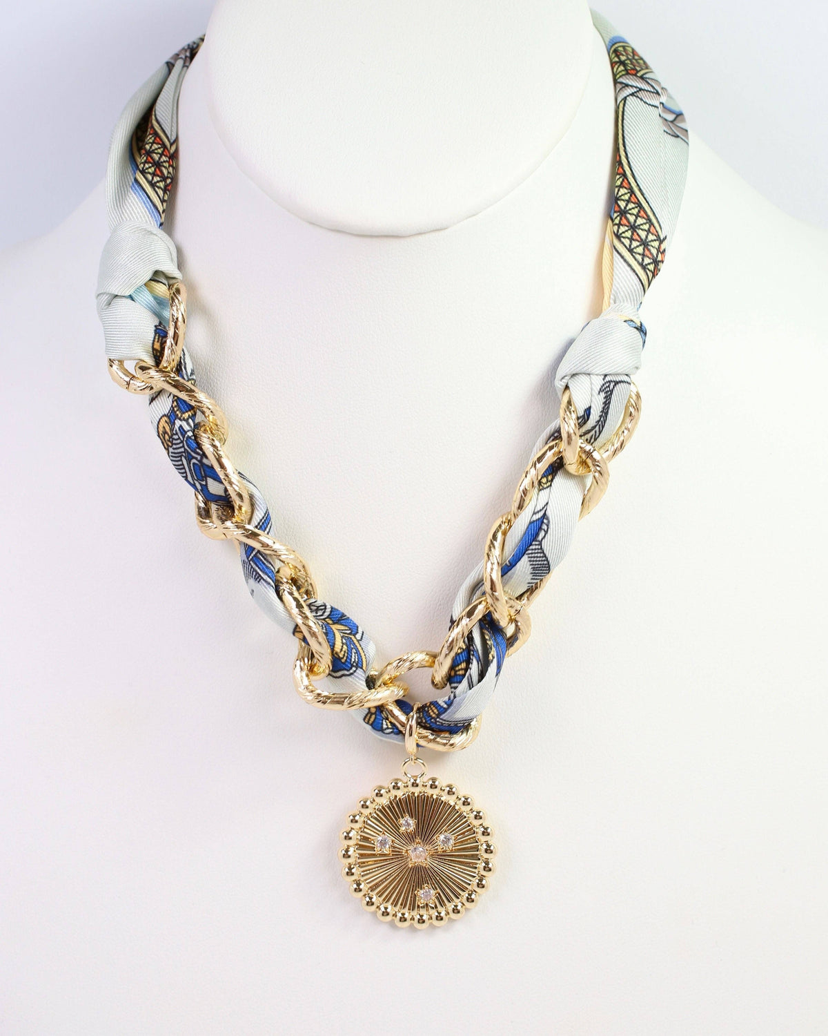 Sarah Scarf Charm Necklace Blue: Default